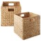 Casafield 12" x 12" Water Hyacinth Storage Baskets, Collapsible Cube Organizers, Woven Bins for Bathroom, Bedroom, Laundry, Pantry, Shelves